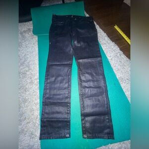 TRUE RELIGION Men's ROCCO BIG T Relaxed Skinny Black Coated Jeans 31